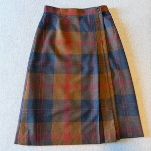 Plaid Wool A-line Skirt
